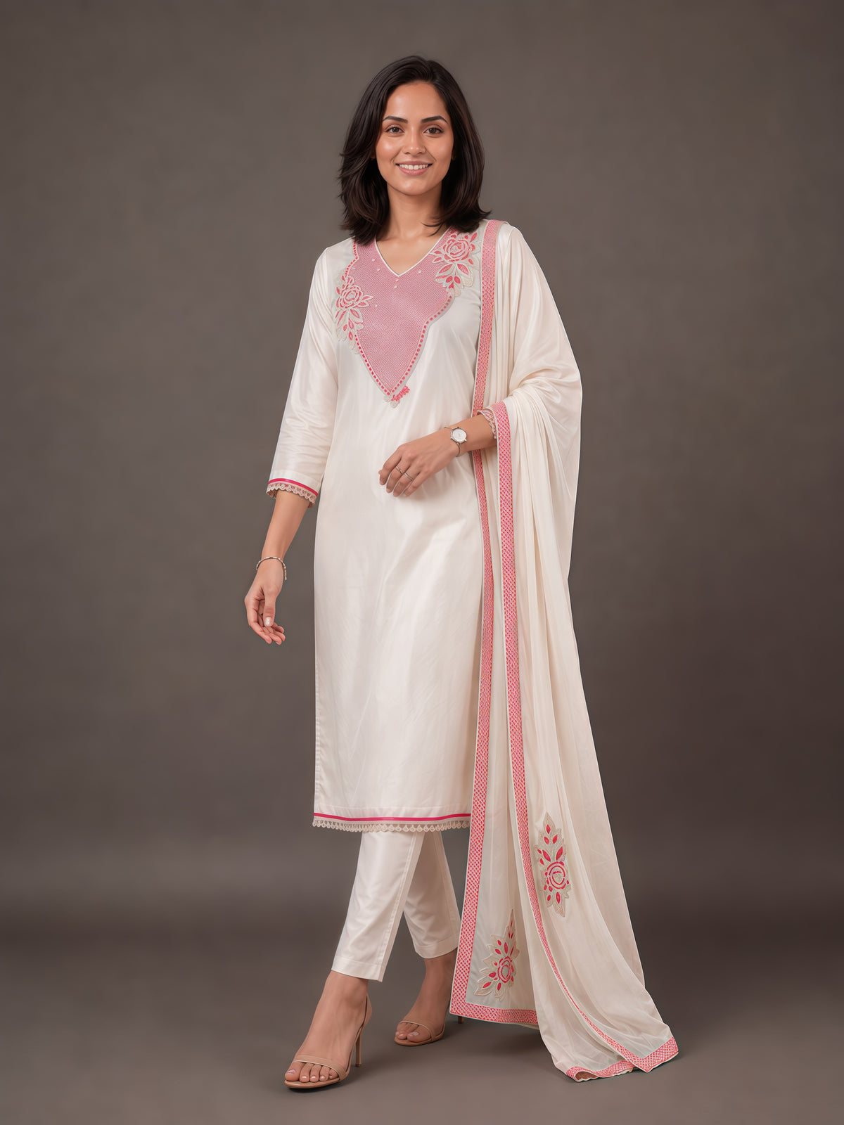 Sunehri Rose Chanderi Silk Kurta Set