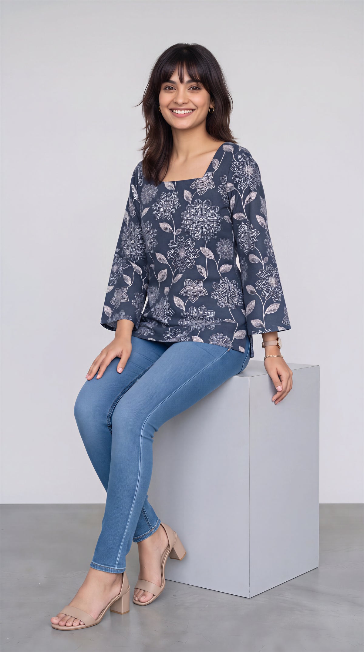 Indigo Bloom Heer Short Top