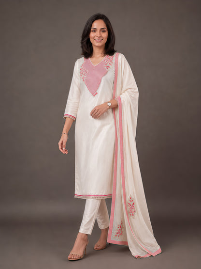 Sunehri Rose Chanderi Silk Kurta Set