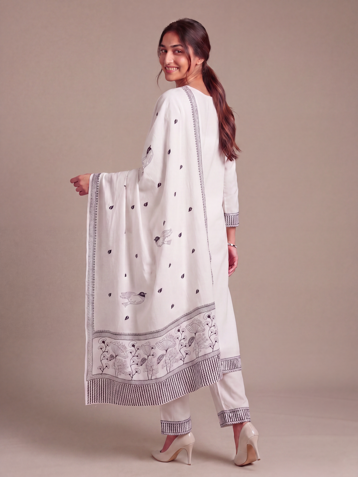 Midnight Garden Cotton Jacquard Kurta Set