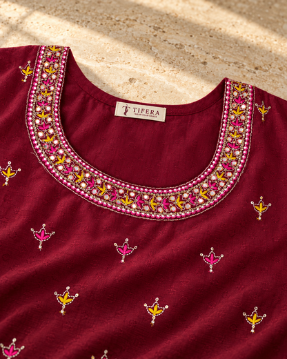 Maroon Mehfil Kurta Set