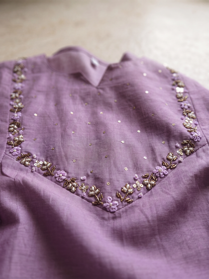 Mauve Embellished Kurta Set