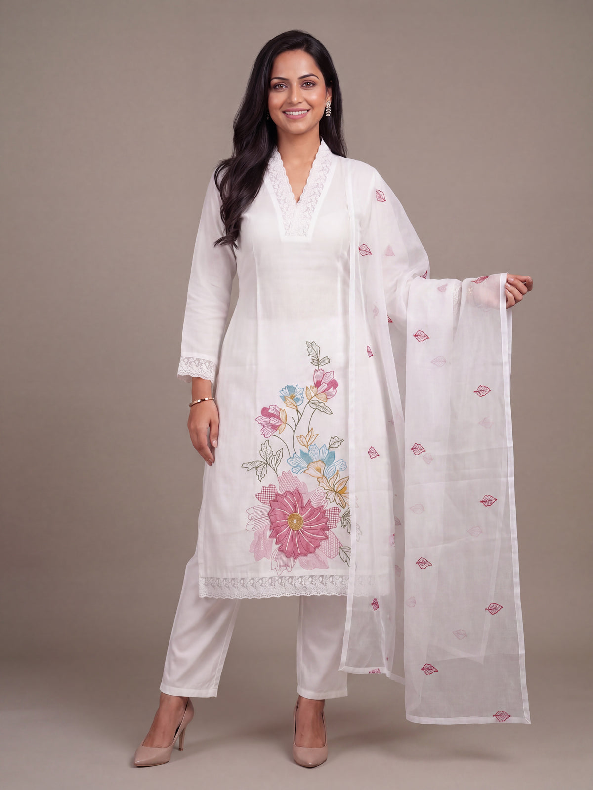 White Botanica Kurta Set