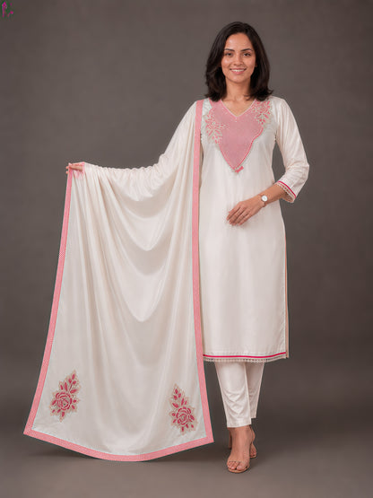 Sunehri Rose Chanderi Silk Kurta Set