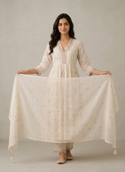 Ivory Blossom Kurta Set