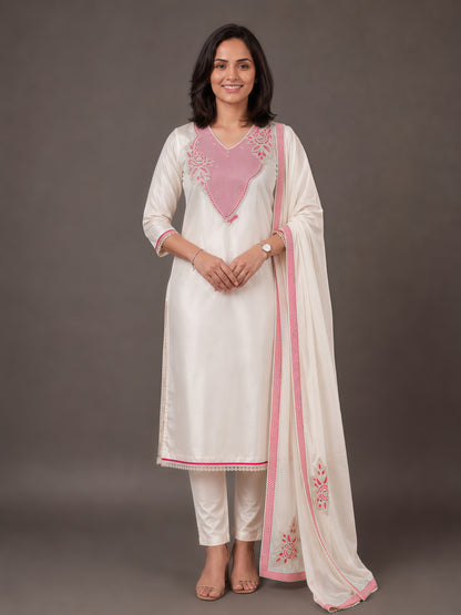 Sunehri Rose Chanderi Silk Kurta Set