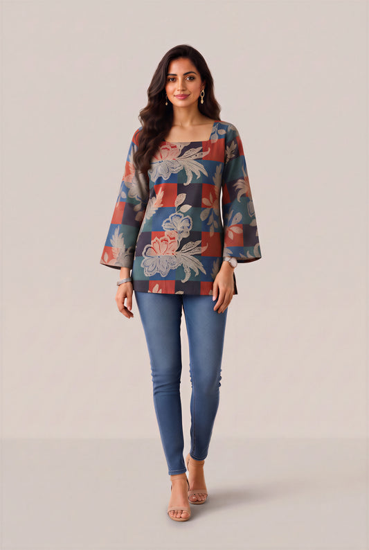 Mosaic Bloom Heer Short Top