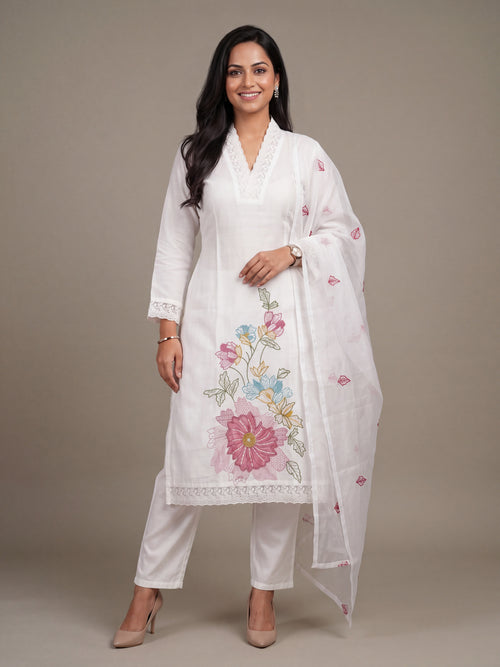 White Botanica Kurta Set
