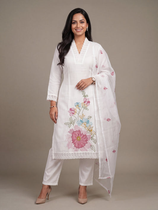 White Botanica Kurta Set