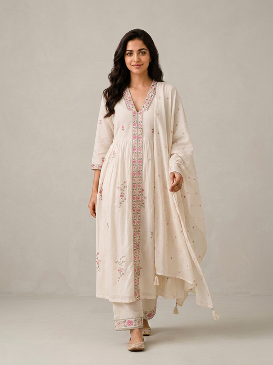 Ivory Blossom Kurta Set