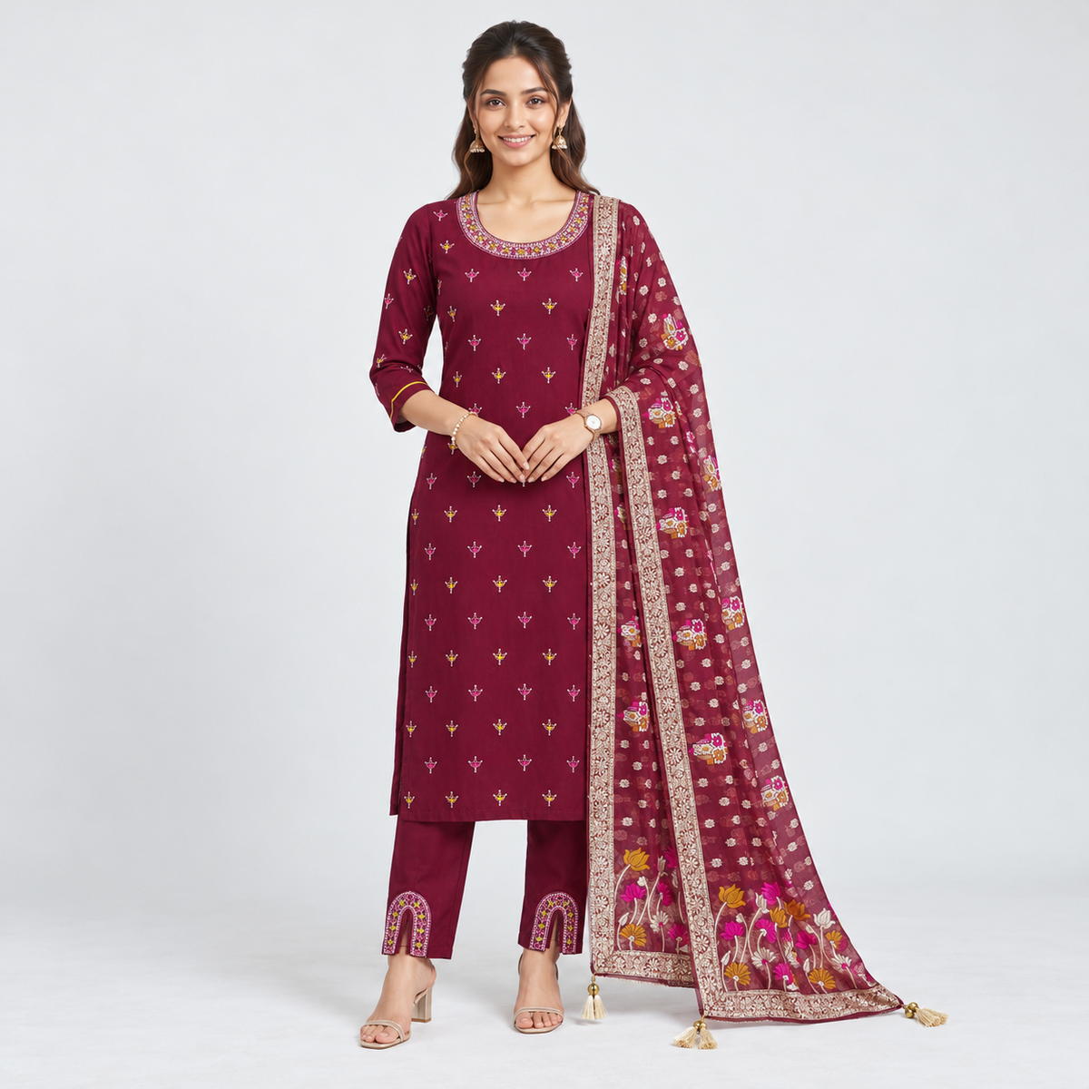 Maroon Mehfil Kurta Set