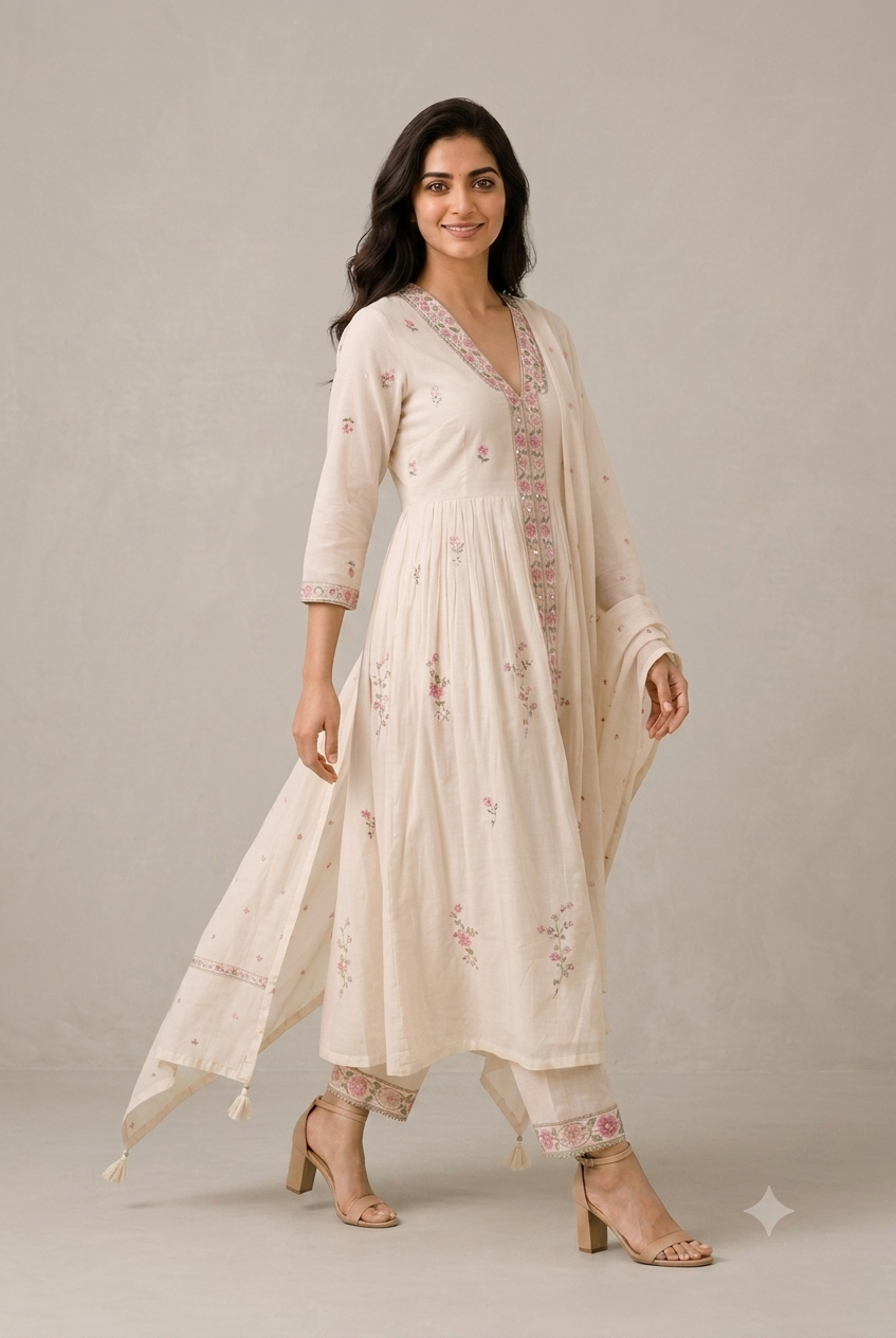 Ivory Blossom Kurta Set