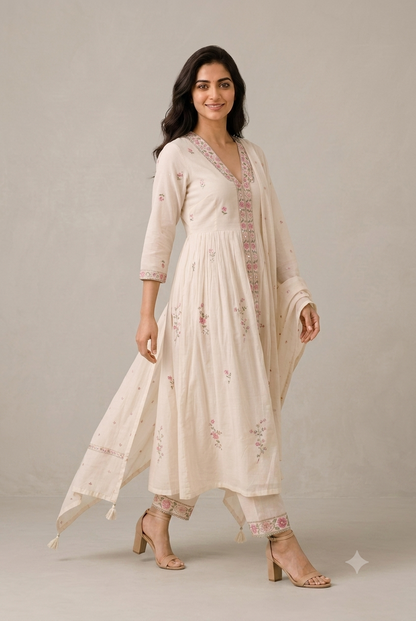 Ivory Blossom Kurta Set