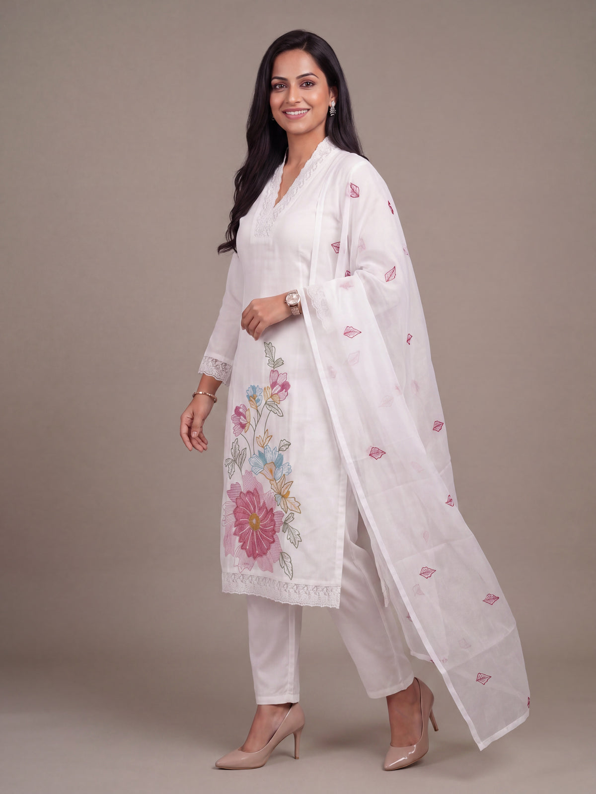 White Botanica Kurta Set