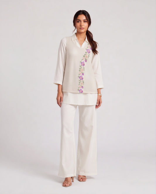 Ivory Bloom Layered Co ord Set