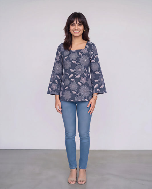 Indigo Bloom Heer Short Top