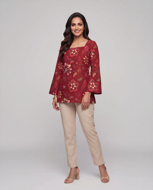 Crimson Garden Heer Short Top